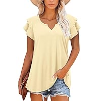 ZOLUCKY Womens Plus Size Tops Short Sleeve Trendy Shirts Loose Fit Casual Blouse Summer Tops for Woman S-3XL