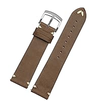 Genuine Leather Watchband for Citizen BM8475-26E 00F00X Wristband 20mm 22mm Black Brown Soft Cowhide Bracelet (Color : Dark Brown Silver, Size : 20mm)