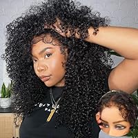 Nadula Kinky Edges Curly Lace Front Wigs Human Hair 13x4 Lace Frontal Wig with Curly Baby Hair Wig Edges Hairline Glueless Wig Pre Plucked with Realistic Hairline 150% Density 18inch