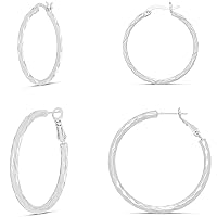 Amazon Essentials Plated Diamond Cut Hoop Earring Set