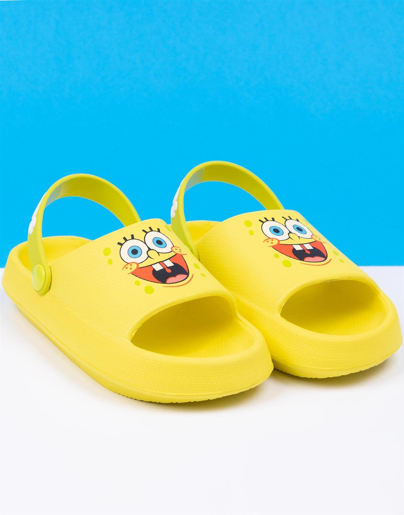 SpongeBob Squarepants Kids Sandals | Boys & Girls Sliders with Supportive Strap for Toddlers | Slip-on Summer Play Footwear