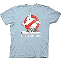 Ripple Junction Ghostbusters Men's Short Sleeve T-Shirt Classic Logo & Ecto-1 Ectomobile Officially Licensed