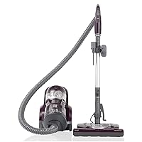 Friendly Lightweight Bagless Compact Canister Vacuum with Pet Powermate, HEPA, Extended Telescoping Wand, Retractable Cord and 2 Cleaning Tools, Eggplant
