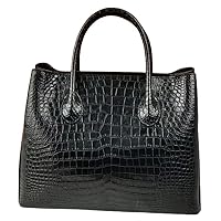 Authentic Crocodile Belly Skin Women's Black Handbag Genuine Exotic Alligator Leather Female Totes Purse Lady Large Shoulder Bag