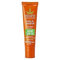 Hempz Yuzu & Starfruit Daily Herbal Lip Balm with SPF 15, .44 oz. -Scented Lip Moisturizer with Sunscreen-Broad Spectrum SPF 15, Protection against UVA/UVB rays - 100% Natural Hemp Seed Oil, Pack of 1