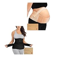 KeaBabies 2-in-1 Pregnancy Belly Support Band and 3 in 1 Postpartum Belly Support Recovery Wrap - Maternity Belly Bands for Pregnant Women, Pregnancy Belt, Belly Support - Postpartum Belly Band