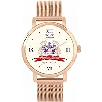 Queen's Platinum Jubilee Crown Watch 2022 for Women, Analogue Display, Japanese Quartz Movement Watch with Rose Gold Mesh Strap, Custom Made