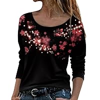 Long Sleeve Shirts for Women Cropped Pack Women Clothing Printed Dress Feather Women Floral T Shirt Flower Sce