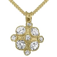 LBG 10k Yellow Gold Natural Diamond Womens Vintage Pendant & Chain - Choice of Chain lengths
