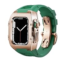INFRI 44 45mm Luxus Modifikation Kit Set Für Apple Watch Series 8 7 Silikon Band Metall Fall Für iWatch SE 6 5 4 Männer Gummi Handgelenk Strap