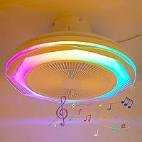 Ceiling Fans, Ceiling Fan with Light and Remote Control and Tooth Speaker, Led Modern Ceiling Fan with Lighting Modern Ceiling Fans with Lamps, Fan Light Ceiling Bedroom in Lighting/White