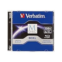 Verbatim M DISC BDXL 100GB 6X with Branded Surface Blank Blu-Ray Recordable Media – 1pk Jewel Case