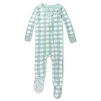 HonestBaby Non-Slip Footed Pajamas One-Piece Sleeper Jumpsuit Zip-Front PJs 100% Organic Cotton for Baby Boys