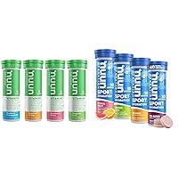 Nuun Hydration Vitamins Electrolyte Tablets + Vitamins, Mixed Fruit, 4 Pack (48 Servings) & Sport Electrolyte Tablets for Proactive Hydration, Mixed Citrus Berry Flavors, 4 Pack (40 Servings)