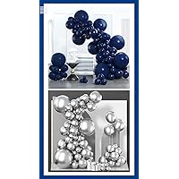 PartyWoo Navy Blue Balloons 100 pcs and Metallic Silver Balloons 100 pcs