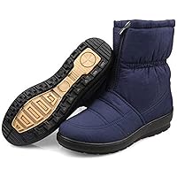 Womens Snow Boots Warm Fur Lined Winter Boots Anti Slip Waterproof Ankle Platform Shoes Outdoor Snow Boots (Color : Blue, Size : 9.5)