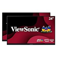 ViewSonic VA2456-MHD_H2 Frameless Dual Pack Head-Only 1080p IPS Monitors with HDMI DisplayPort and VGA for Home and Office (Renewed)