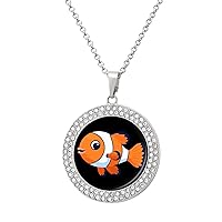 Clown Fish Diamond Necklace for Women Alloy Pendants Necklace Dainty Jewelry Gift