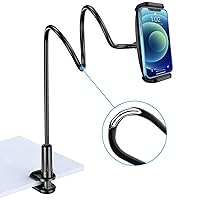 Gooseneck Phone Stand for Bed Lazy Bracket Cell Phone Holder Long Arm Clip Clamp Mount for Filming, Phone Mount for Desk Overhead Mount Stand