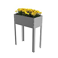 Metal Raised Garden Bed Freising-L with Drainage | Small Galvanized & Powder-Coated Outdoor Planter Box with Legs for Herb Garden, Flowers, Vegetables, Patio | 24x12x31.5 inch, Anthracite