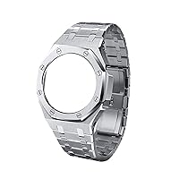 3rd Generation GA2100 Metal Watch Strap GA2110 Watchband Bezel for Casio G Shock GA-2100 Mens Watches Replacement Accessories (Band Color : Silver A)