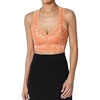 TheMogan S~3XL Racerback Floral Lace Lined Bralette Layering Bra Crop Tank Top