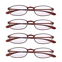 4 PRS Reading Glasses +250 Eyeglasses Lightweight Slim Brown Frame