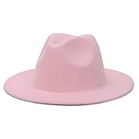EOZY Women & Men Fedora Hat Wide Brim Unsex Floppy Panama Hat Cap Pink