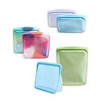 Stasher Reusable Silicone Storage Bag, Food Storage Container, Microwave and Dishwasher Safe, Leak-free, Bundle 6-Pack, Tie Dye