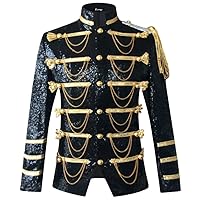 Men Stage Party Suit Jacket Military Dress Tuxedo Blazer Singer Show DJ Sequin Blazer Jacket