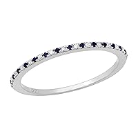 Dazzlingrock Collection Round Blue Sapphire and White Diamond Half Eternity Bridal Wedding Band Ring for Women in Gold
