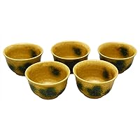 Setoyaki 018-0036 Iwatsuki Chikumaru Round Sencha Bowl Set of 5, Approx. Diameter 3.6 x Height 2.1 inches (9.2 x 5.3 cm), Capacity: Approx. 5.3 fl oz (160 ml), Kiseto Hanamonmaru Tableware, Made in
