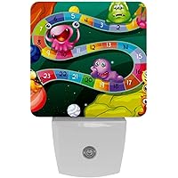Cartoon Game Board Funny Monster Night Light (Plug-in), Smart Dusk to Dawn Sensor Warm White LED Nightlights for Hallway Bedroom Kids Room Kitchen Hallway, 2 Packs