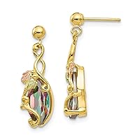10k Tri color Polished and satin Black Hills Gold Mystic Topaz Post Long Drop Dangle Earrings Measures 22x7mm Wide Jewelry for Women