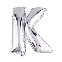 32 Inch Silver Foil Balloons Letters A to Z Numbers 0 to 9 Wedding Holiday Birthday Party Decoration (Letter K)