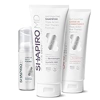DHT Fighting Shampoo, Leave-in Conditioner, Leave-in Foam Hair Loss Bundle | Triple Action Thinning Hair Fighting Formula Developed by Dermatologists – Shapiro MD | 1-Month Supply