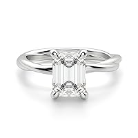 3 CT Emerald Cut Colorless Moissanite Engagement Ring Wedding/Bridal Rings, Diamond Ring, Anniversary Solitaire Halo Promise Vintage Antique Gold Silver Rings Perfact for Gift