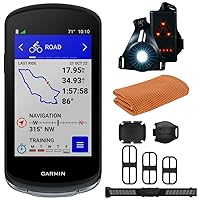 Garmin 010-02503-10 Edge 1040 Bike GPS with Speed/Cadence Sensor and HRM-Dual Monitor Bundle with Workout Cooling Sport Towel and Deco Essentials Wearable Commuter Front and Rear Safety Light