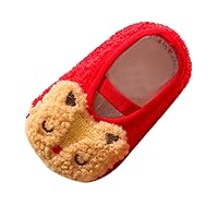 2 T Boys and Girls Cartoon Character Pattern Warm Toddler Shoes Indoor Floor Socks Non Slip Girl Shoes Size 2
