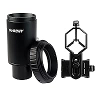 SVBONY Universal Cell Phone Adapter Mount Bundle with T2 T Ring Adapter, 1.25 inch Telescope Accessory, with CA1 Sleeve Extended Cylinder for Telescope