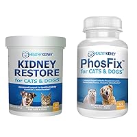Kidney Restore Cats & Dogs and PhosFix Cats & Dogs 2 Pack Bundle Kidney Cleanse & Support Normal Kidney Function & Phosphorus Binding for Pets