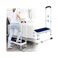 Bed Steps for High Beds for Adults Step Stool for Bedside 3-in-1 Foot Stepping with Handle Elderly Senior Aids Daily Living Heavy Duty Adjustable Platform Steps for Kitchen, Car, Bathtub (Blue-21.6
