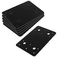 6 Pack 6 x 3⅞ inches Black Flat Mending Plate, Steel Straight Braces, Heavy Duty Tie Plate Metal Joining Repair Plates Fixing Connector for Wood Furniture Timber, 2.9 mm Thickness