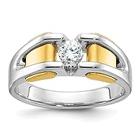 10k Two tone Gold Polished Solitaire Mens Ring Size 10.00 Jewelry Gifts for Men