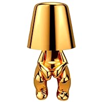 GZKPL Thinker Lamp Collection, Mr Gold Touch Statue Lamp Bedside Cordless Table Lamp Rechargeable Nightstand Decor with Dimmable Brightness for Living Room, Bedroom, Office (Mr. When)