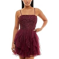 Speechless Womens Juniors Lace Mesh Cocktail and Party Dress Purple 13