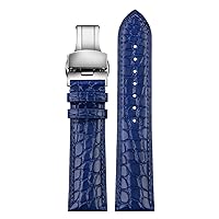 For any luxurious wristband Crocodile strap Soft Blue leather watchband Butterfly Clasp 18 20mm 22mm Men Wrist Band