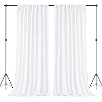 HOMEIDEAS White Backdrop Curtains for Parties, Wrinkle Free Polyester Photography Backdrop Drapes for Wedding Birthday Decorations, 5ft x10ft Set of 2 Panels