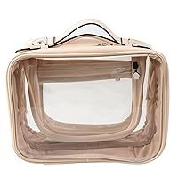 traveling toiletry Case large clear cosmetics case makeup bag Dimensions | LxWxH:10” x 4.5” x 8”(Beige, Medium)