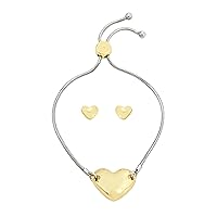 Steve Madden Womens Puffy Heart Bracelet & Earring Jewelry Set